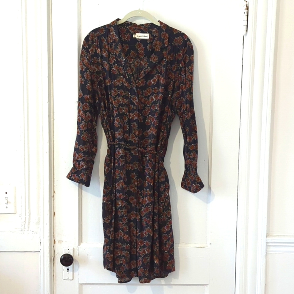 Spring Wrap Button up Dress, Bridge & Burn Women Large, Soft Lightweight Floral